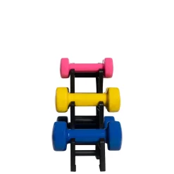 Dr Fit Zestaw 6 hantli 12 kg (2x1 kg różowy, 2x2 kg żółty, 2x3 kg niebieski) + stojak