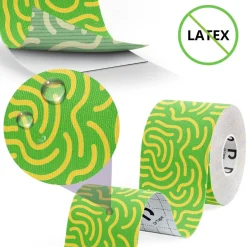 DrTape mocna wodoodporna taśma do tejpingu 5 cm x 5 m zielono - żółty