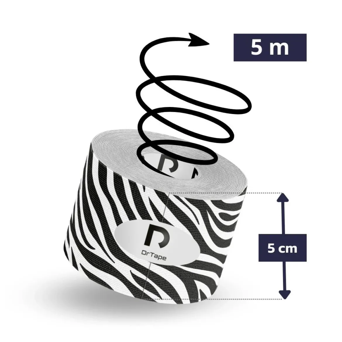 DrTape mocna wodoodporna taśma do tejpingu 5cm x 5m Zebra