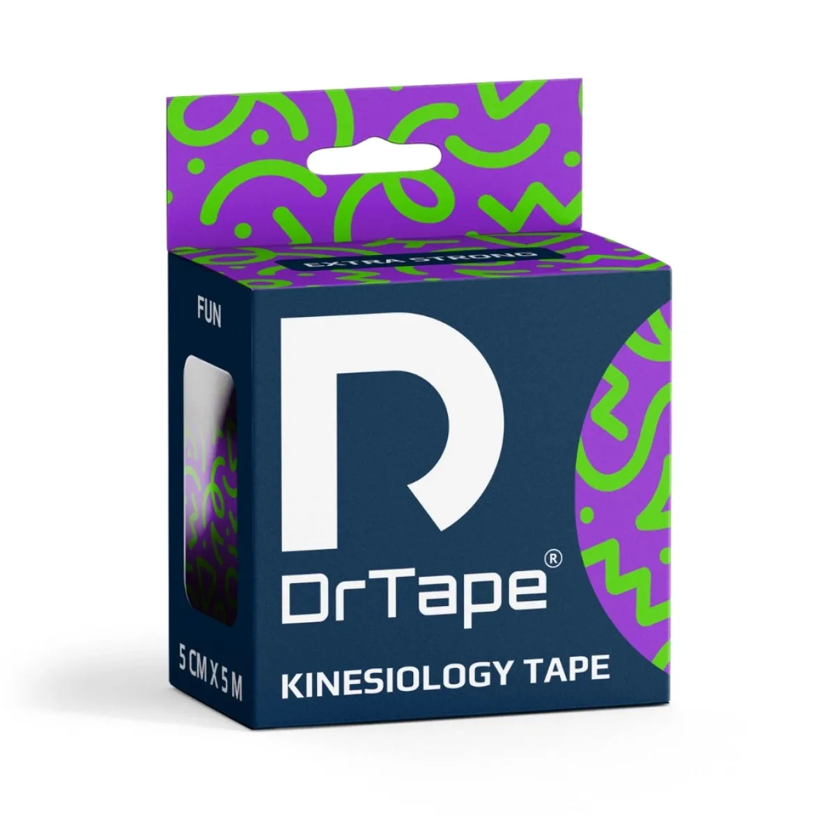 DrTape mocna wodoodporna taśma do tejpingu 5 cm x 5 m doodles fioletowo - zielony