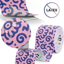 DrTape mocna wodoodporna taśma do tejpingu 5cm x 5m doodles różowo - niebieski