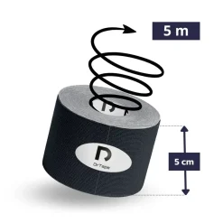 DrTape mocna wodoodporna taśma do tejpingu 5cm x 5m czarna
