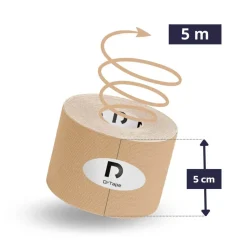 DrTape mocna wodoodporna taśma do tejpingu 5cm x 5m beżowa