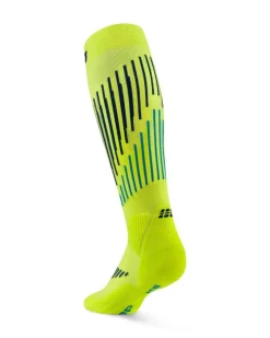 Długie skarpety kompresyjne dla mężczyzn z wełną Merino limonkowe Core Run CEP
