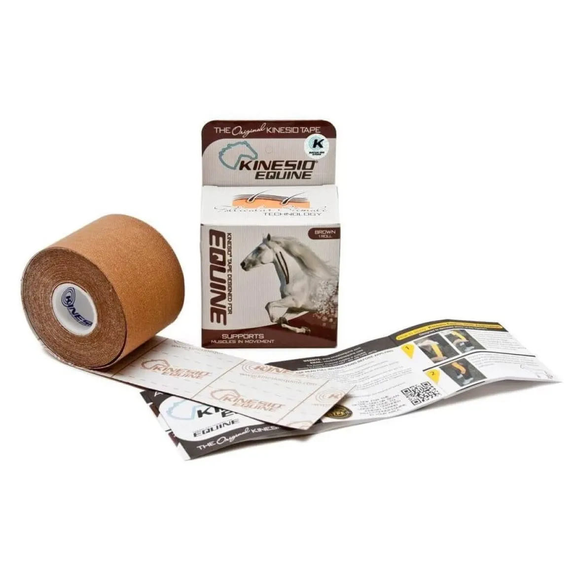 Equine Kinesio hipoalergiczna i wodoodporna taśma dla koni 5 cm x 5 m brązowa