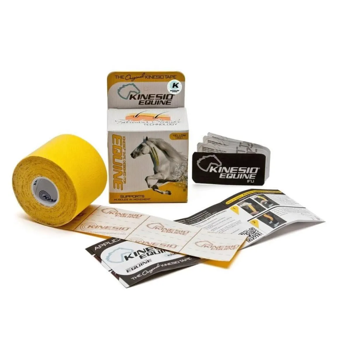 Equine Kinesio hipoalergiczna i wodoodporna taśma dla koni 5 cm x 5 m żółta