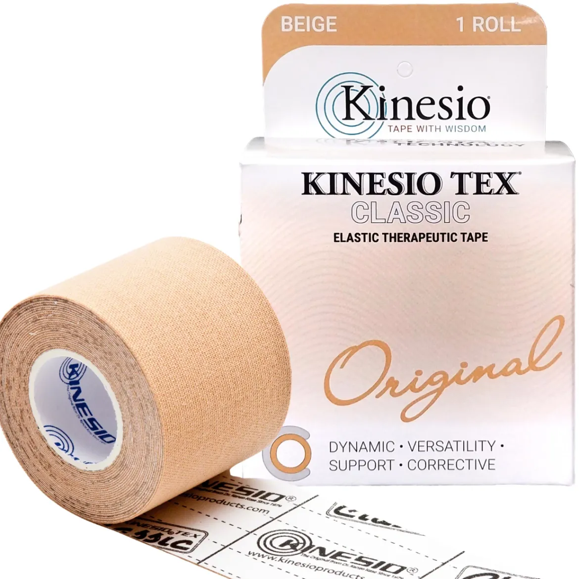 Kinesio Tex Classicbawełniana z liniami ułatwiającymi cięcie 5cm x 4m beżowa