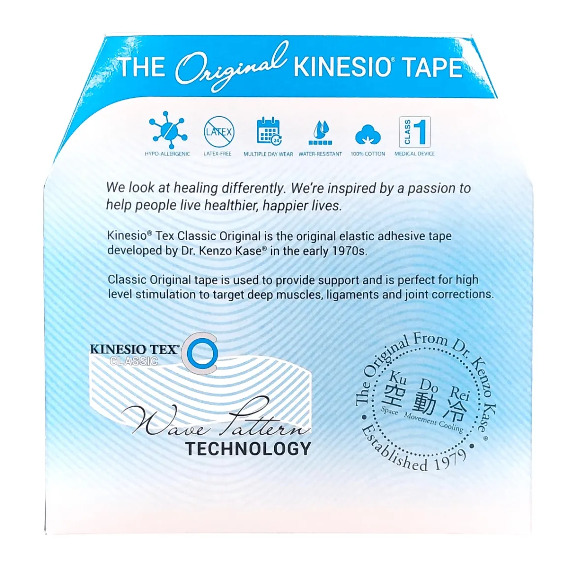 Kinesio Tex Classic hipoalergiczna do dużych partii mięśniowych 5cm x 31,5m niebieska