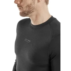 Męska koszulka sportowa z długim rękawem wełna merino CEP Cold Weather Merino czarna