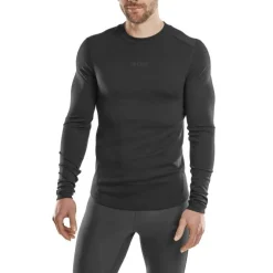 Męska koszulka sportowa z długim rękawem wełna merino CEP Cold Weather Merino czarna