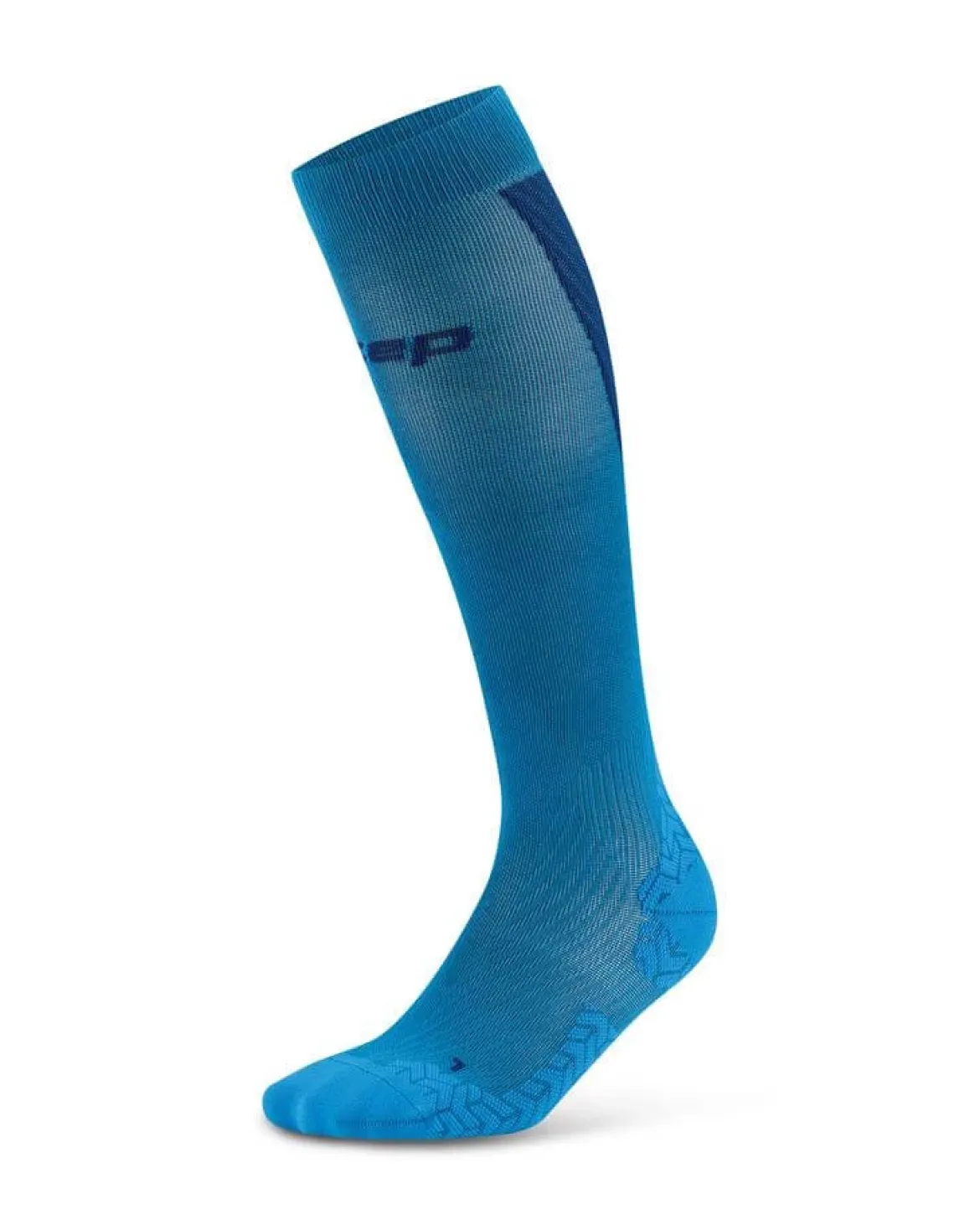 Męskie długie skarpety kompresyjne sportowe CEP Core Run Ultralight niebieskie