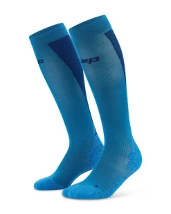Męskie długie skarpety kompresyjne sportowe CEP Core Run Ultralight niebieskie
