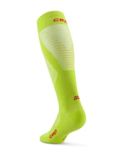 Męskie podkolanówki kompresyjne do biegania PRO Run Ultralight CEP limonkowe