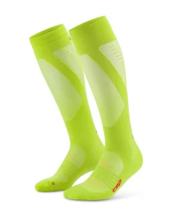 Męskie podkolanówki kompresyjne do biegania PRO Run Ultralight CEP limonkowe