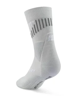 Męskie skarpetki kompresyjne do połowy łydki sportowe z wełną Merino Core Run CEP szare