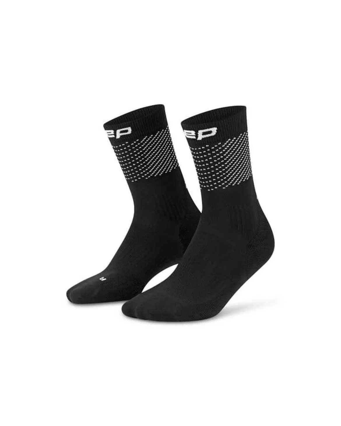 Męskie skarpetki odblaskowe do biegania do połowy łydki kompresyjne CEP Pro Run Reflective 3.0 czarne