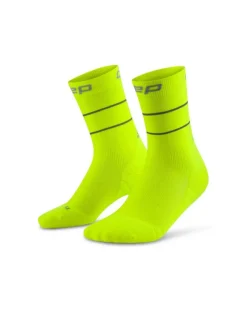 Męskie skarpety kompresyjne do połowy łydki do biegania PRO Run Reflective CEP neonowo żółte