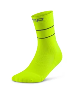 Męskie skarpety kompresyjne do połowy łydki do biegania PRO Run Reflective CEP neonowo żółte