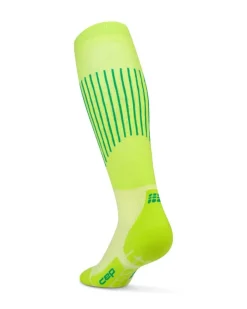 Męskie skarpety kompresyjne na zimę Ski Ultralight CEP limonkowe