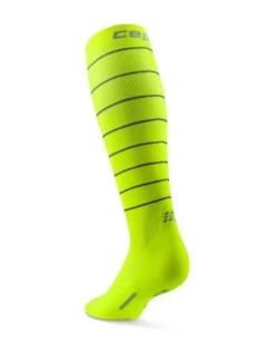 Męskie skarpety kompresyjne pod kolano do biegania PRO Run Reflective CEP neonowo żółte