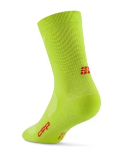 Męskie skarpety sportowe kompresyjne do połowy łydki PRO Run Ultralight CEP limonkowe