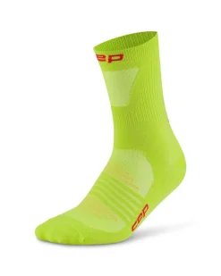 Męskie skarpety sportowe kompresyjne do połowy łydki PRO Run Ultralight CEP limonkowe