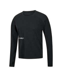 Męski longsleeve bluzka sportowa z wełny merino na zimę Core Run CEP czarna