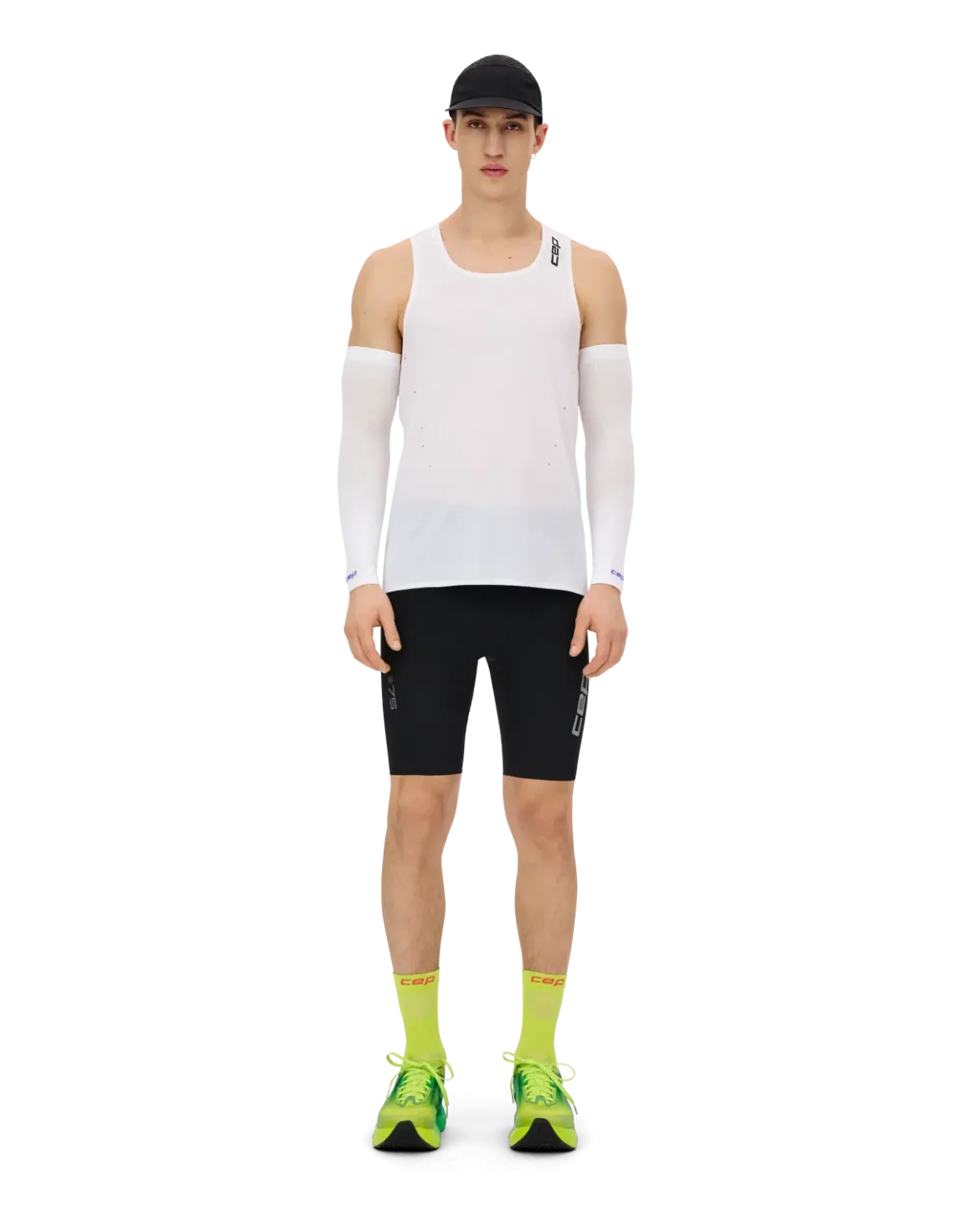 Opaski kompresyjne na ramiona rękawki biegowe unisex Core Run Ultralight CEP białe