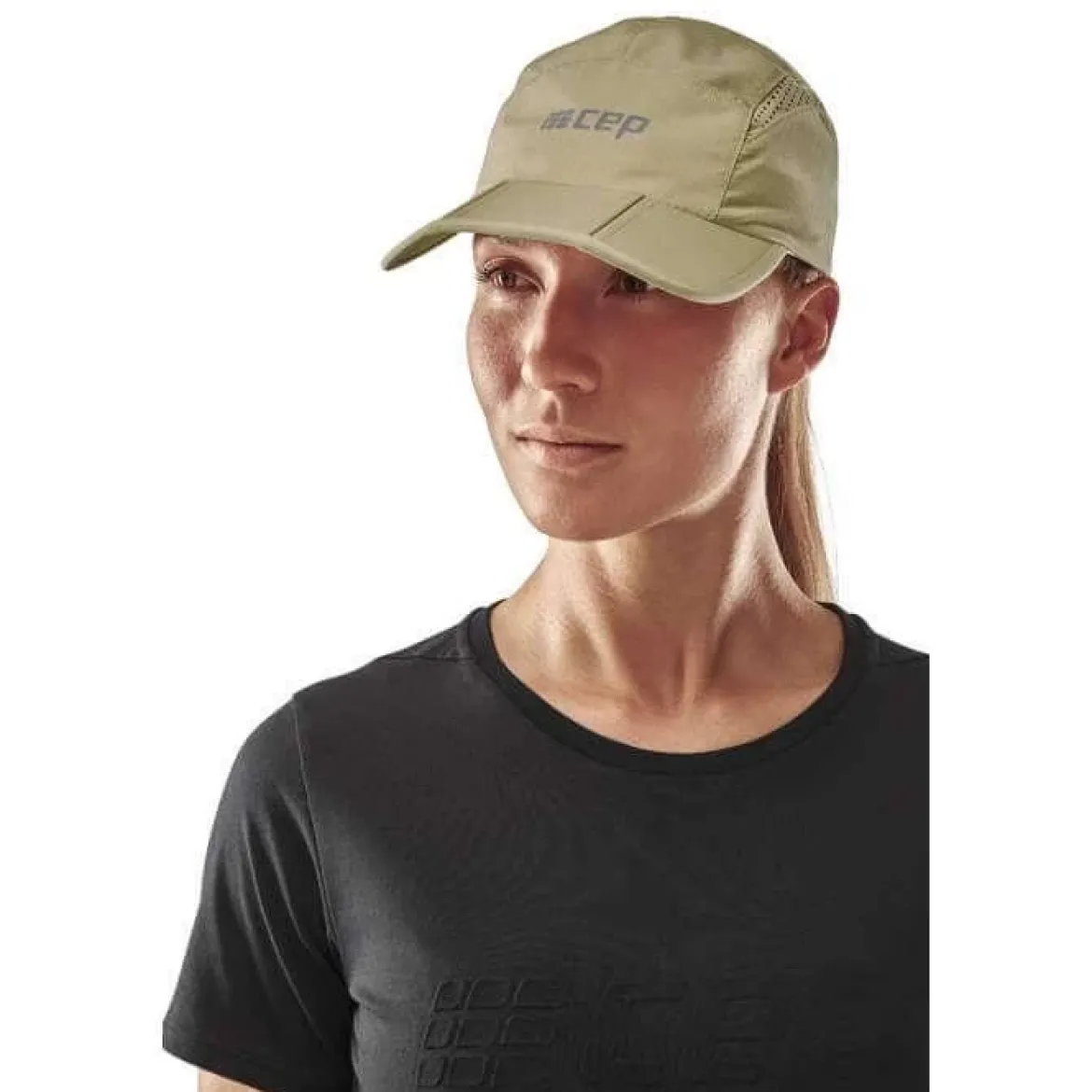 Sportowa czapka z daszkiem do biegania CEP unisex oliwkowa