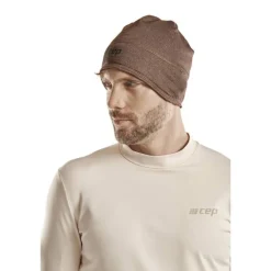 Sportowa czapka zimowa do biegania CEP unisex brązowa