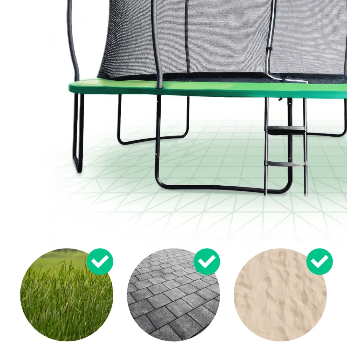 Trampolina ogrodowa dla dzieci 14 FT / 427 cm Kangaroo PRO DrFit z siatką i drabinką