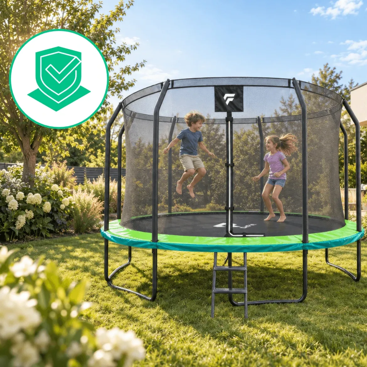 Trampolina ogrodowa dla dzieci 12 FT / 366 cm Tiger PRO DrFit z siatką i drabinką